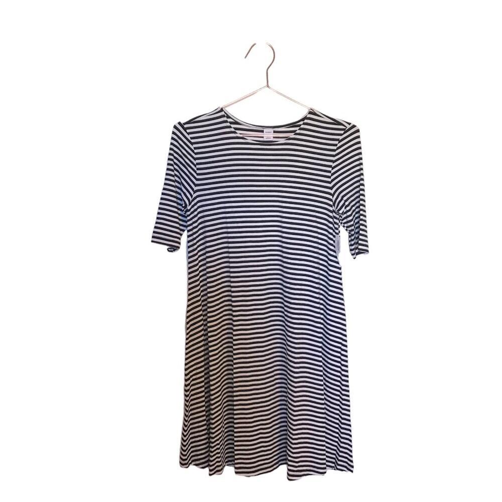 Old Navy Black White Striped swing Dress Short Sleeve Stretch XS new with tag